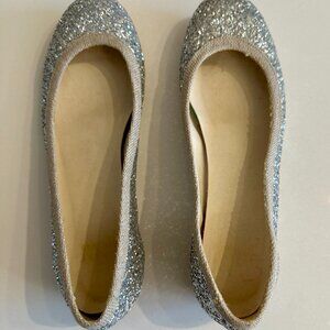 Stuart Weitzman Women's Silver Glitter Ballet Flats size 6M